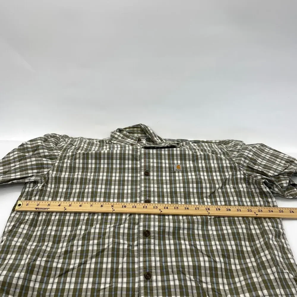 CARHARTT Mens Shirt Size XL Plaid Relaxed Fit Button-Up Short Sleeve Cotton Top